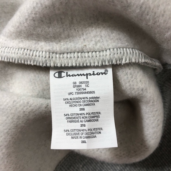 Champion Men's Powerblend Fleece Midweight Crewneck  Oxford Gray Sweatshirt 2XL - Picture 8 of 15